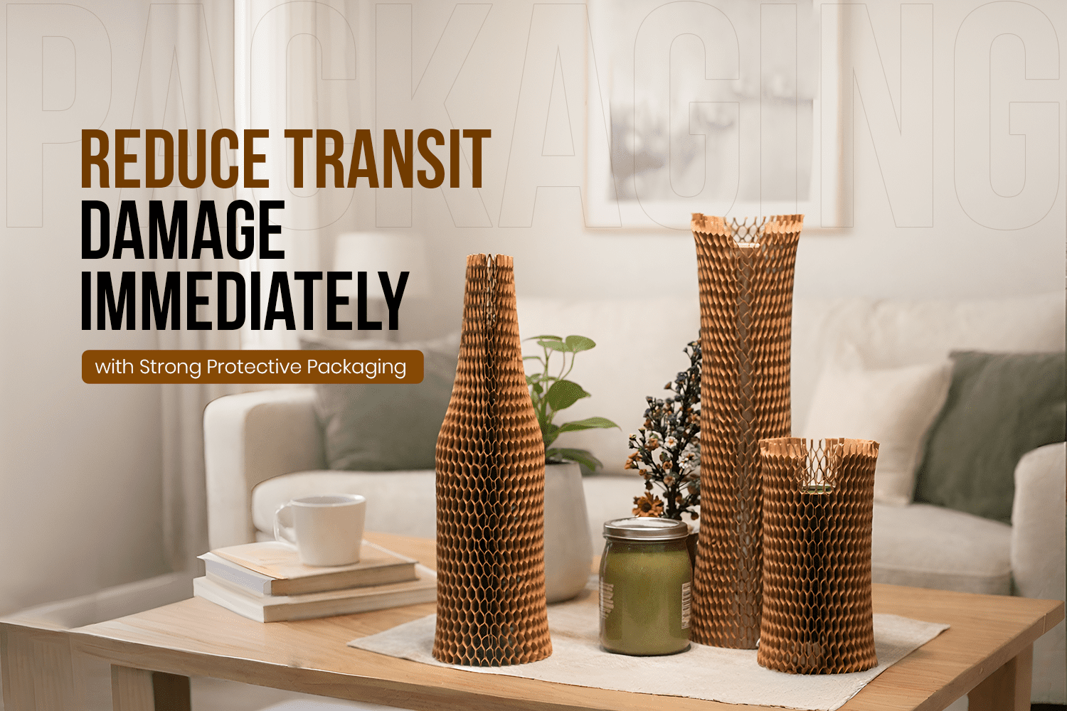 Fragile Item cover with honeycomb Protective Packaging sleeves for protection